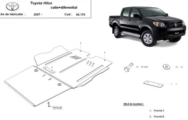 SCUT METALIC DIFERENTIAL SI CUTIE DE VITEZE TOYOTA HILUX VIGO 2005-2015 SCUT METALIC DIFERENTIAL SI CUTIE DE VITEZE TOYOTA HILUX VIGO 2005-2015